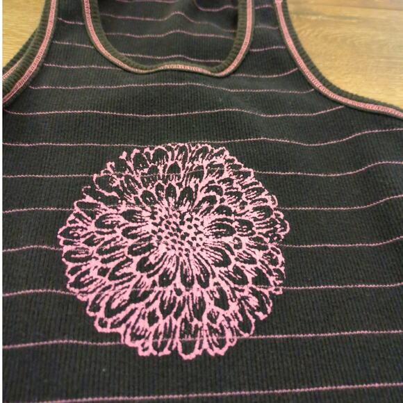 Y2K Jockey Women Medium Tank Top Shirt Ribbed Pink Emo Punk Stripe Goth Vintage - Picture 2 of 7